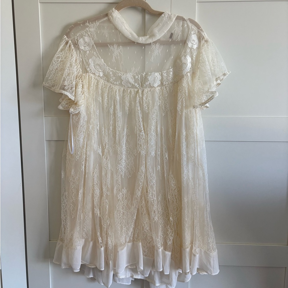 FP starry eyed mini dress. Size medium. Ivory. Worn once. - Picture 3 of 7